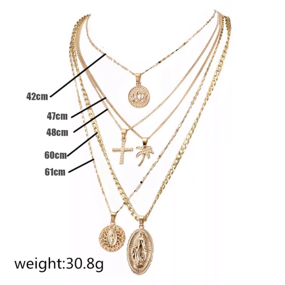 Lotus & Mary Layered Cross Gold Chain Necklace - Picture 9 of 9
